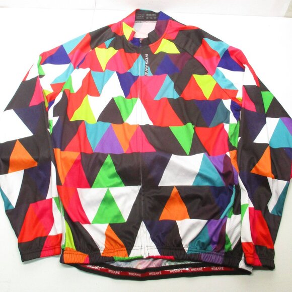 WOSAWE Men's Multi-Color Cycling Jersey Size XXL/2XL Long Sleeve Full Zip - Picture 11 of 12